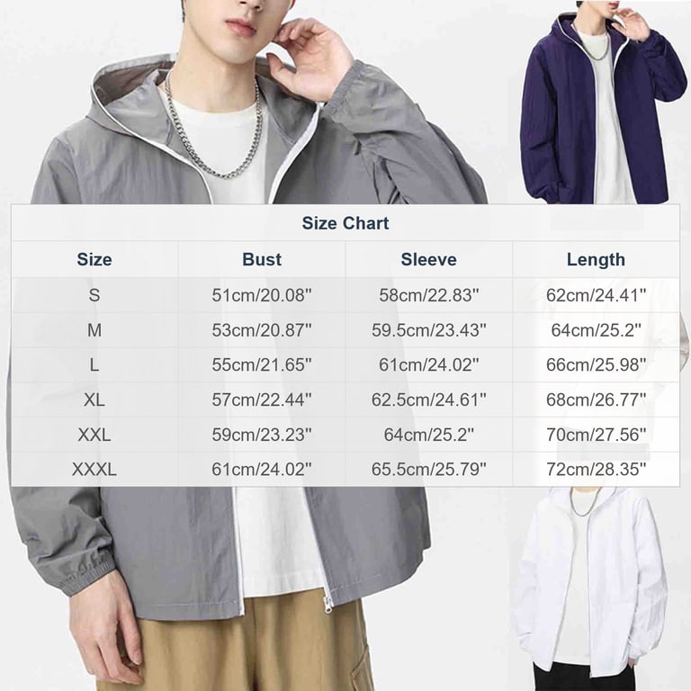 Hxshgdsn Mens Light Wind Jacket Plain Hooded Full Zip Drawstring