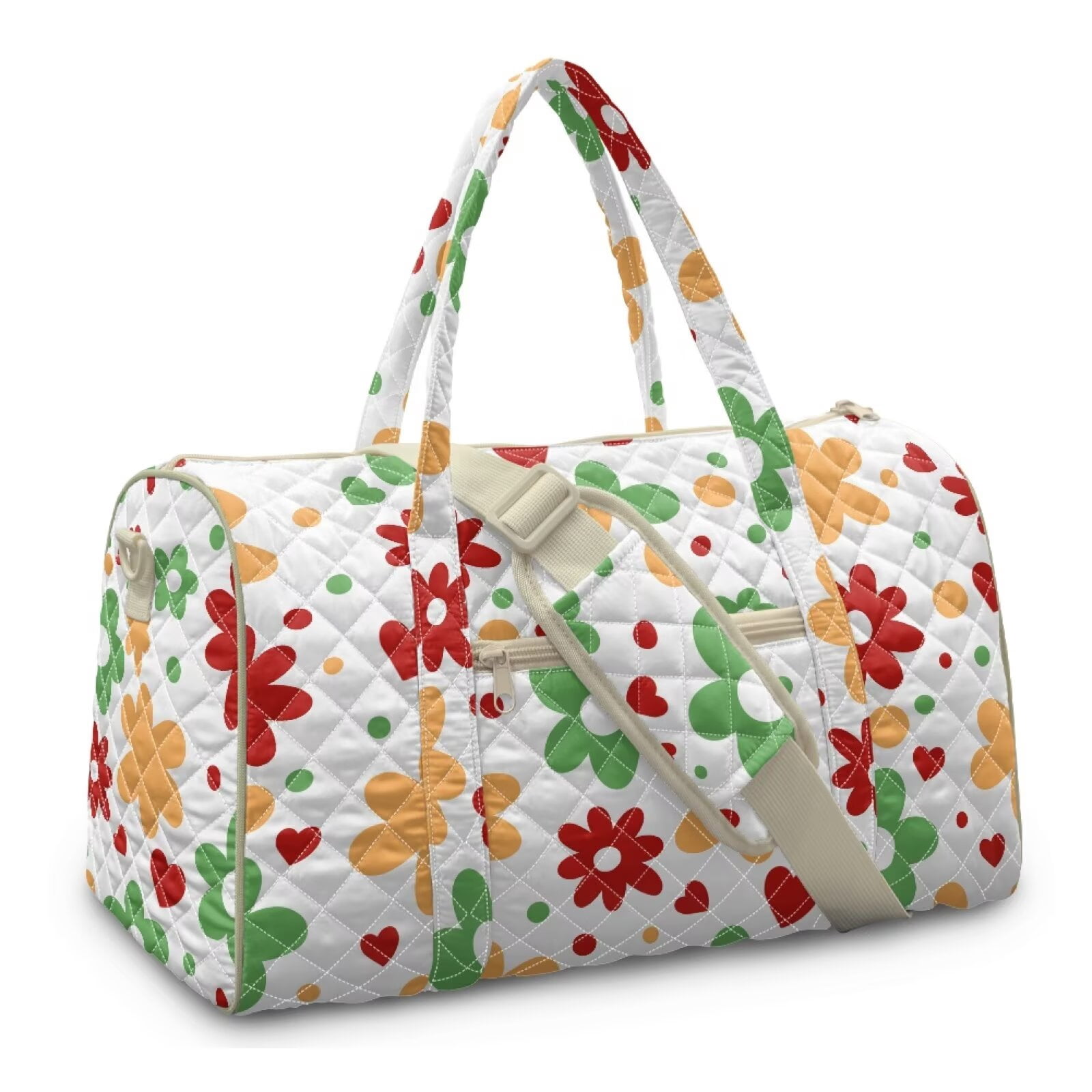 Xixirimido Gym Bag for Women, Quilted Duffle Bag with Trolley Sleeve for Travel, Weekender Overnight Bag for Men Hospital Bags for Women, Abstract Colorful Floral