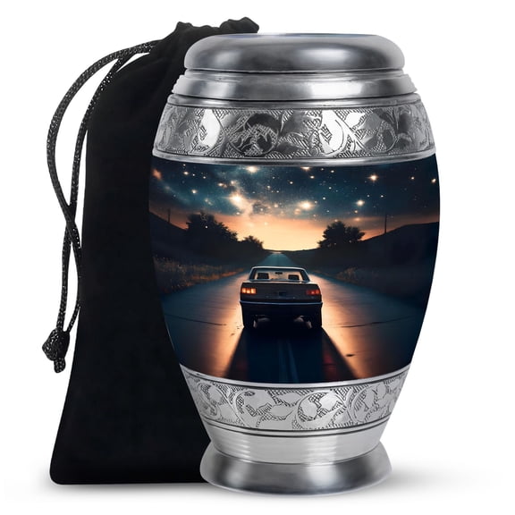 KARYLIZ Car Urns For Human Ashes - Large Urns For Human Ashes Adult Male - Blue Vinatge Classical Car Urn For Ashes For Women - Burial Urn For Cremated Remains - Funeral For Mom & Dad (10inch)