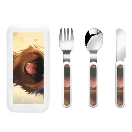 

Matuu Cartoon Happy Cute Puppy for Stainless Steel Kids Cutlery and Toddler Flatware Kids Utensil Set includes Knives Forks Spoons Ideal for Home and Preschools