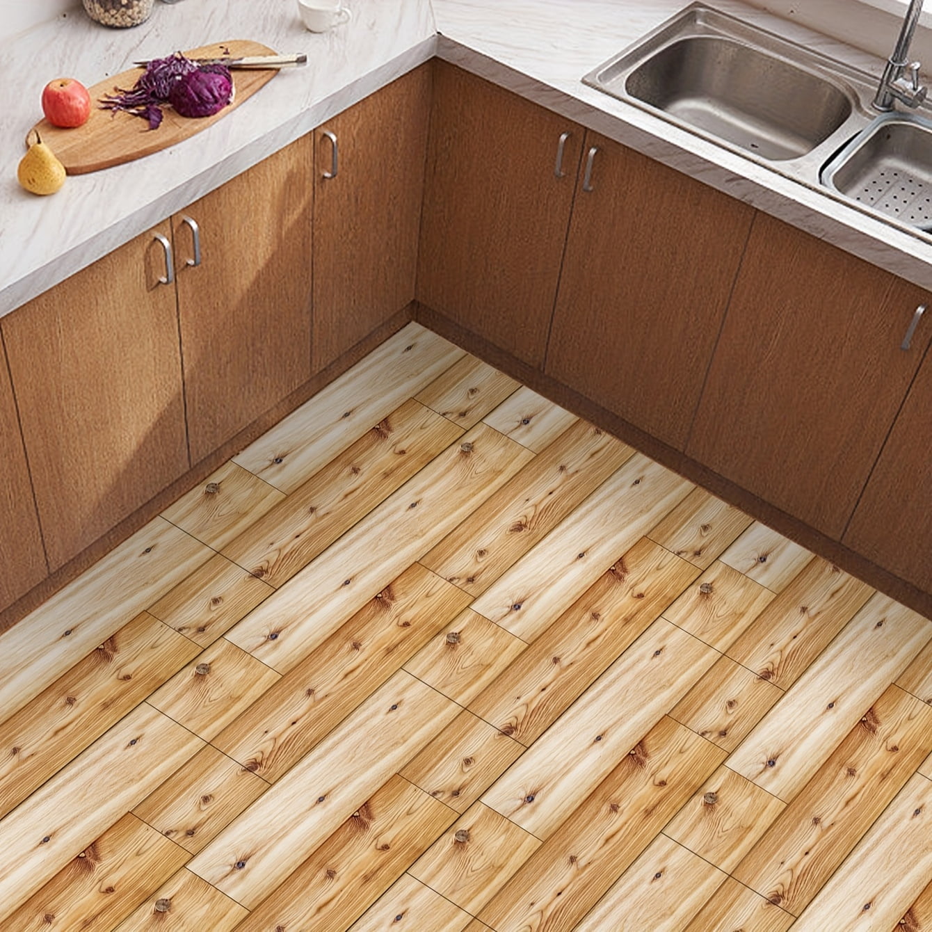 AsdQ Peel and Stick Vinyl Flooring Tiles, Self Adhesive Vinyl Floor Tiles Wood Plank Flooring (15.7 in x 5.9 in)