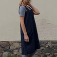 thumbnail image 5 of 2026 Cotton Linen Apron Cross Back Apron for Women with Big Pockets Square Pinafore Dress for Baking Cooking,Navy XL, 5 of 7