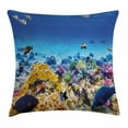 thumbnail image 1 of Ocean Decor Throw Pillow Cushion Cover, Underwater Sea World Scene with Goldfish Starfish Jellyfish Depth Diving Concept, Decorative Square Accent Pillow Case, 16 X 16 Inches, Turquoise, by Ambesonne, 1 of 2