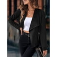 thumbnail image 4 of Women's Faux Jacket Fashion Autumn Long Sleeve Front Opening Cropped Coat, 4 of 5