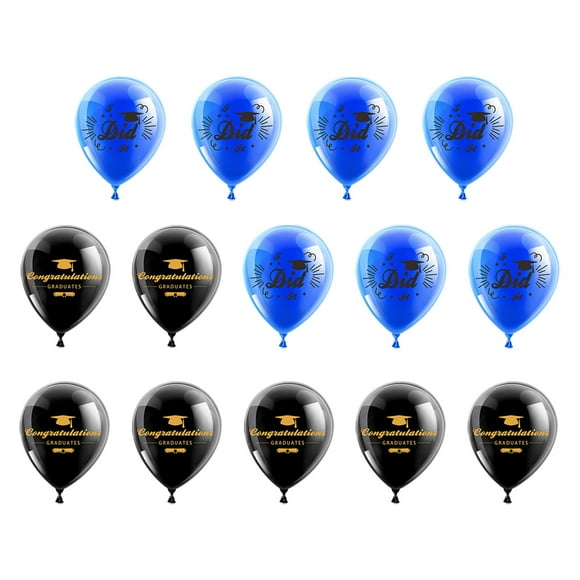 Hearth & Gear 14 Pack Graduation Party Decorations Balloons Set 12 Inch Black Blue Confetti Graduation Balloons With Balloon Ribbons For Graduation Party Decoration Supplies And Decorations Womens