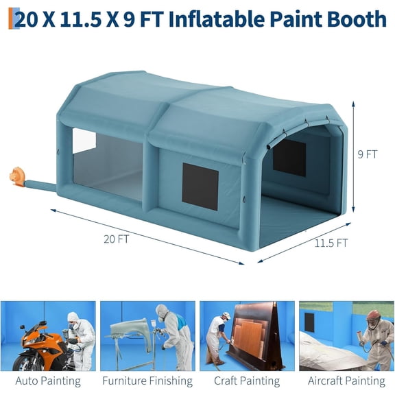 Acekid Inflatable Paint Booth, Portable Paint Spray Booth Air Filter System for DIY Painting, 20x11.5x9Ft