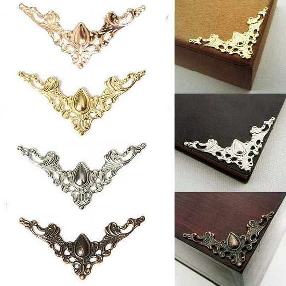 120PCS Metal Book Corner Protector, 4 Colors Iron Guard Edge Cover, Vintage Antique Scrapbooking Protector
