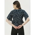 thumbnail image 3 of DressBerry Women's Printed Viscose Rayon Short Flared Sleeves Pleated Crop Top Flared Hem Lightweighted Casual&nbsp;Summer Wear Waist Length Regular Short Blouse, 3 of 7
