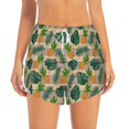 thumbnail image 2 of Balery Pineapples Palm Leaves Pantalones cortos deportivos para mujer con forro y dos bolsillos, elásticos, para entrenamiento, gimnasio, yoga-Medium, 2 of 7