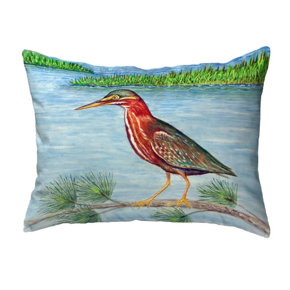 Betsy Drake Interiors Green Heron II No Cord Pillow 16x20