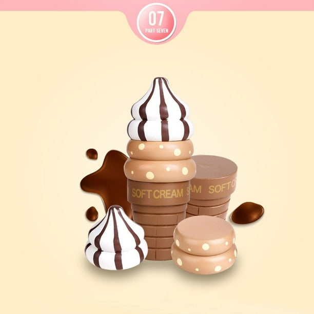 Casita magnética de helado de chocolate y fresa | Juego educativo de comida | Juego de rompecabezas de postres para niños