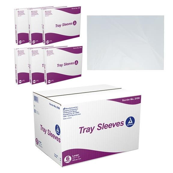Dynarex Tray Sleeves, Tattoo and Dental Tray Sleeves, Clear Plastic, Barrier Between the Tray and Instruments, Large, 11 ⅝” x 16”, 1 Case of 3000 Tray Sleeves (6 Boxes of 500)