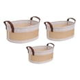 thumbnail image 2 of Coastal Storage Basket for Shelves Set of 3 White Felt & Natural Rattan Color, 2 of 6