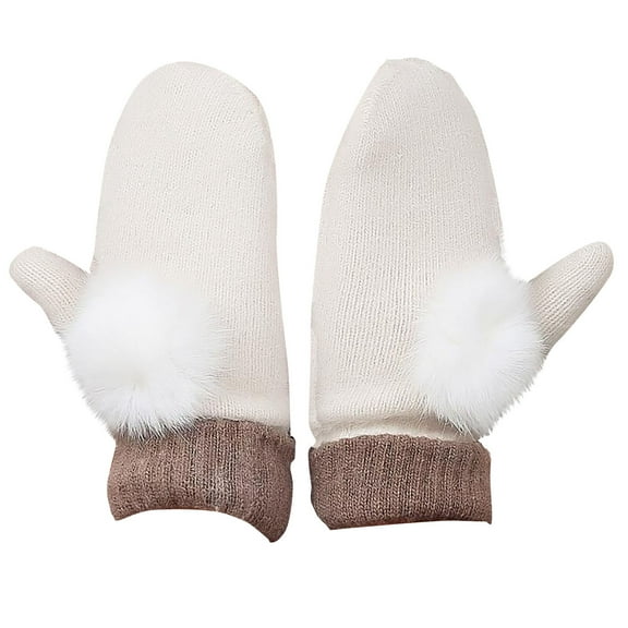 ShomPort Casual Mittens for Womens Fleece Full Finger Color Block Lined Cute Fall Winter Thick Thermal Gloves