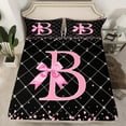 thumbnail image 2 of Manfei Initial B Letter Bed Sheets for Girls, Cartoon Stripes Bow-tie King Sheets, Princess Bow Sheet Set, Super Cozy Room Decor, 4 Pieces, 2 of 7