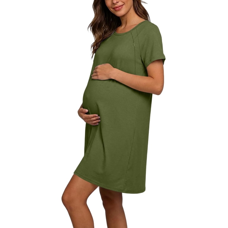 army green maternity dress Off-the-Shoulder Flounce Sleeve Velvet Maternity Dress