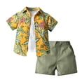 thumbnail image 3 of GYRATEDREAM Boys 3-pieces Summer Hawaiian Button Down Shirts and Short Sets with Short Sleeve Top Clothing Outfits Sets for 90CM, 3 of 5