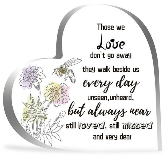 1pc Acrylic Heart Flowers Bees Memorial Gift Sympathy Bereavement Condolence Sentimental Gifts