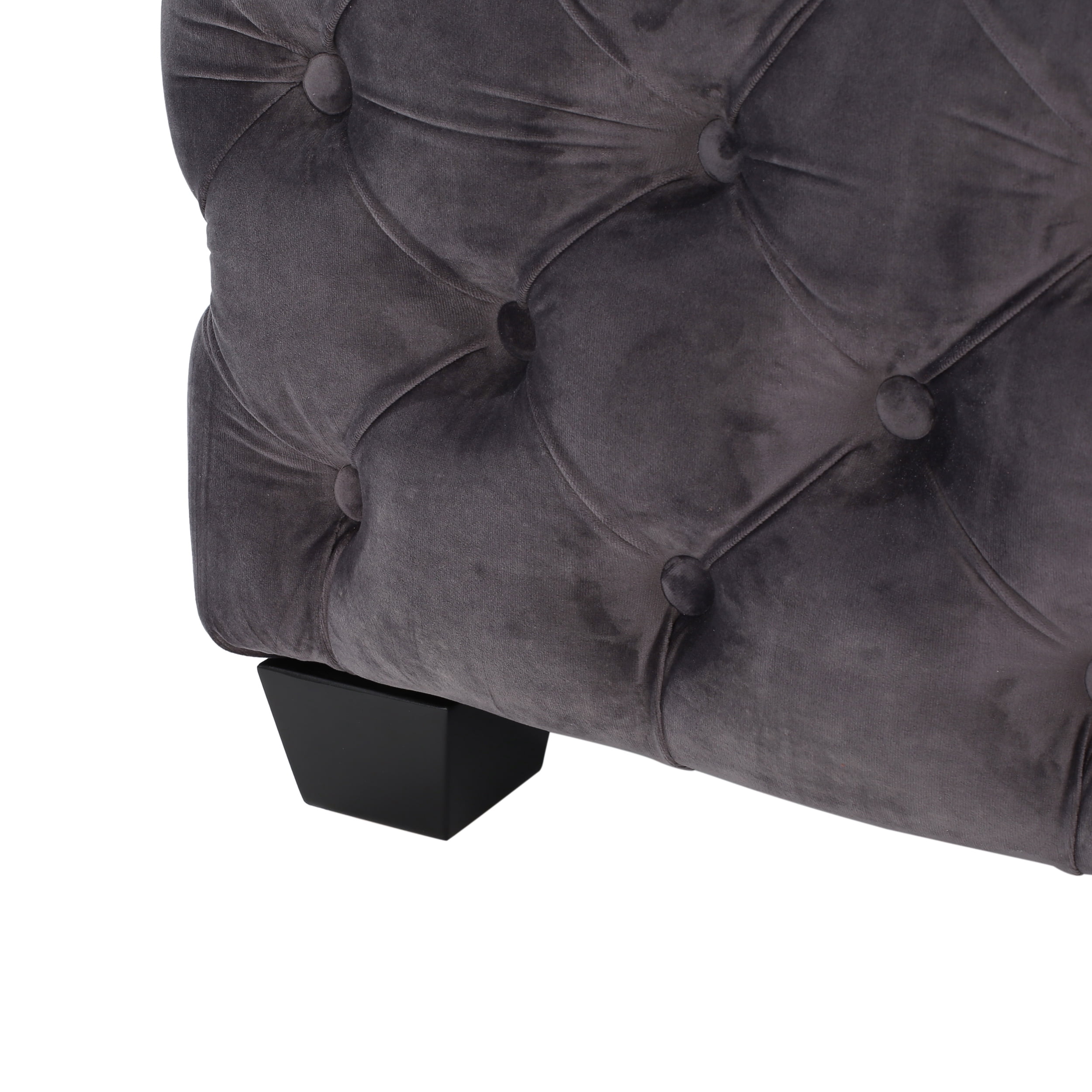 Noble House James Square Velvet Ottoman, Grey