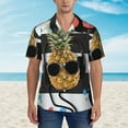 thumbnail image 2 of Balery Pineapple With Black Glasses Camisas hawaianas de manga corta para hombre, camisas playeras de corte holgado, camisas de vacaciones con botones,Small, 2 of 7