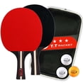 thumbnail image 1 of Regail CE-Certified Ping Pong Paddle Set: 2 Rackets (Horizontal Grip, Model 8026W-L) & 3 Balls, Multi-Color Options, 25.5X15cm Optimal Size for Comfortable Play, Durable Quality for Fitness, 1 of 6