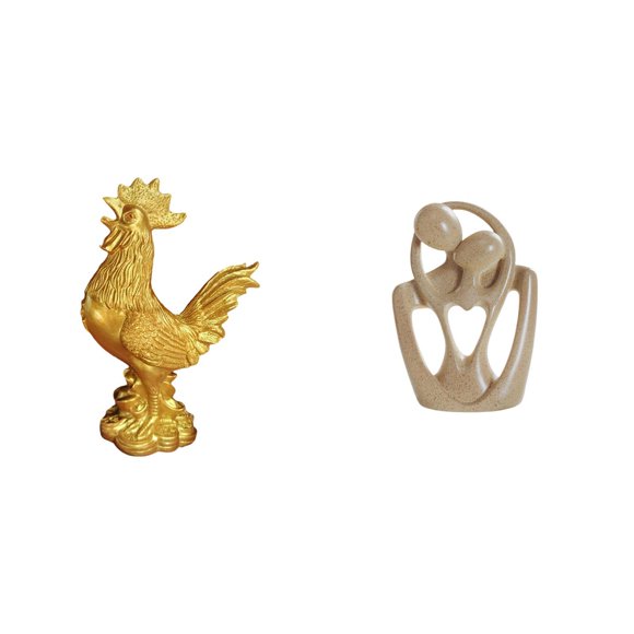 Lipstore Chicken Sculpture Resin Figurine Decorative Cock Abstract Statue Collectible Couple Ornament with Artistic Design Suitable for Family Living R