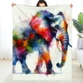 thumbnail image 2 of Colorful elephant Home Leisure Flannel Blanket, Flannel Fuzzy Fluffy Soft Cozy Blanket, Lightweight Blanket Multifunctional gift blanket for sofas, travel, camping, beds and chairs., 2 of 7