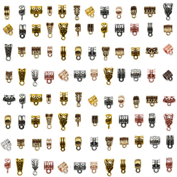 Perlas espaciadoras de metal, 140 unidades, plateadas y doradas