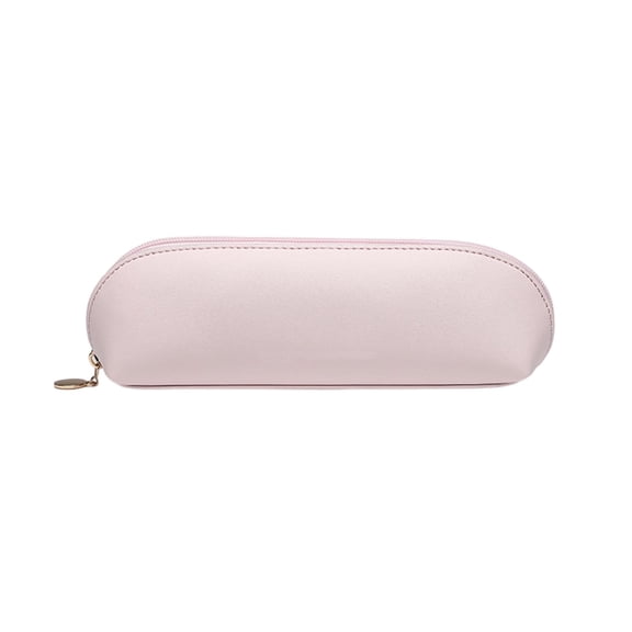 Hyknon Leather Pencil Pouch, Curved Shell Zipper Pen Case, Slim Minimalist Stationery Holder for Office Cosmetic Travel Storage Organizer
