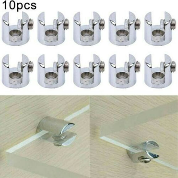 10Pcs Glass Shelf Support Clamp Brackets Clip Chrome Shelves 6-8Mm Clip Tool