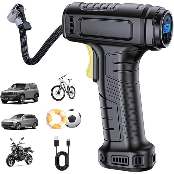 Portable Cordless Air Compressor with Digital Display, 150PSI Fast Tire Inflator with LED Light, Auto Stop Air Pump for Car Bike Motorcycle Balloons