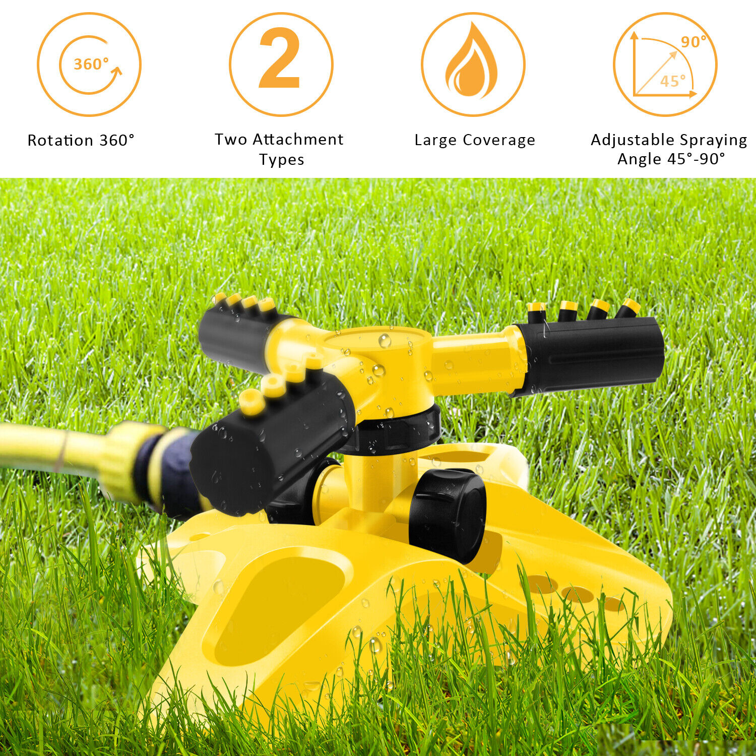 Innens 360° Auto Lawn Sprinklers Rotating Spray Grass Watering Garden