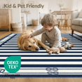 thumbnail image 4 of ODIKA 8'x10' Washable Area Rug Non-Slip Chair-Friendly Mat Nautical Layered Border Front Doormat Stripe Welcome Striped Door Playful for Dining Room, Large Office, Lounge, 4 of 7