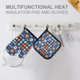 thumbnail image 4 of Yayeee Oven Mitts and Pot Holder Set of 2 Heat Resistant Kitchen Gloves Baking Hot Pad, Modern Color Circle, 4 of 5