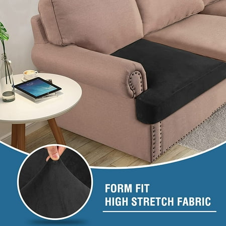 Iguohao Stretch Velvet 2 Piece T Cushion Sofa Slipcovers Individually Covers For Couch Seat Stay With Elastic Bands Grey Black Canada Cushion Couch Seat Covers, T Cushion Sofa Covers Canada