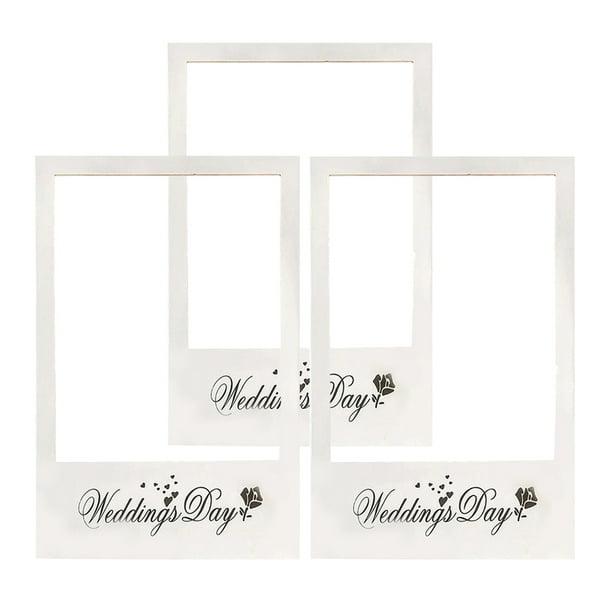 EeaseMX 3 piezas creativas bodas día DIY marco de fotos de papel accesorios de cabina de fotos para bodas