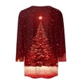 thumbnail image 4 of Christmas T Shirt - Crewneck 3/4 Sleeve Christmas Tree Women Tops 00B Red, 4 of 5