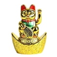 thumbnail image 5 of Feng Shui Plastic Cat Sitting on Money Ingots | Welcome Cat Golden Waving Hand | Symbol of Good Luck, Wealth, Prosperity, Health & Happiness - Decorative Showpiece, 5 of 5