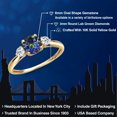 thumbnail image 2 of Gem Stone King 10K Yellow Gold Blue Mystic Topaz and White Topaz 3-Stone Ring for Women | 1.28 Cttw | Round 6MM | Gemstone November Birthstone | Size 7, 2 of 6