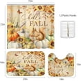 thumbnail image 2 of Fall Yellow Sunflower Orange Pumpkins Bathroom Set with Shower Curtain Sets and Rugs and Accessories Orange Maple Leaf Bird Red Fruit Shower Curtain Set Bathroom Decor 3 Pcs, 2 of 7