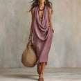 thumbnail image 2 of SONXAHE Side-Pocket Midi Dress for Women Sleeveless Cowl-Neck Weekend Casual Mid-Length Dresses, 2 of 4
