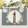 thumbnail image 3 of Happy Easter Placemats Set of 4, 12" X 18" Cute Bunny Ear Linen Table Place Mat, Colorful Hanging Easter Eggs Heat Resistant Table Mats for Dining Kitchen Home Holiday Decor, 3 of 6