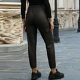 thumbnail image 6 of PU Leather Pants for Women Tight Stretchy Beam Foot Elastic Waist Pants Trousers Cargo Pants with Flap Pockets, 6 of 7