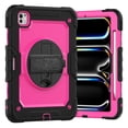 thumbnail image 5 of SaniMore for iPad Pro 11 2024 Case, 3 Layers Multi-Functional Cover with Pencil Holder Shoulder & Hand Strap 360° Rotatable Kickstand Shockproof Protective Shell, Rose+Black, 5 of 11