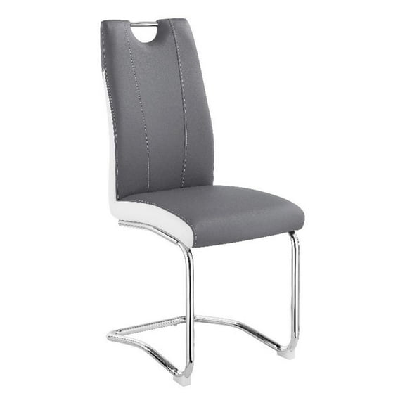 Maklaine Contemporary Faux Leather Upholstered Dining Chairs in Gray (Set of 4)