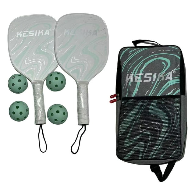 Ensemble de Palettes de Pickleball avec 2 Raquettes, 4 Balles et Sac de Rangement, Bord à Prise Confortable Vert