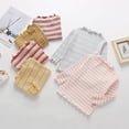thumbnail image 6 of YDFCWXW Toddler Baby Girls Striped Long Sleeve T-Shirt Lettuce Trim Ribbed Knit Pullover Blouse Top (Brick Red, 1-2 Years), 6 of 7