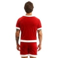 thumbnail image 4 of vastwit Men Christmas Santa Claus Fancy Dress Party Outfit Velvet T Shirt and Shorts B Red XL, 4 of 7