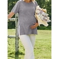 thumbnail image 3 of Weardear 4 Packs Maternity Shirts Crew Neck Batwing Short Sleeve Pregnancy Tunic Tops Split Side Summer T Shirt for Women, 3 of 6