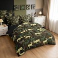 thumbnail image 2 of Manfei Farmhouse Moose King Bedding, Mid Century Camo King Bed in a Bag, Olive, Black Reversible, 7-Piece, 2 of 6